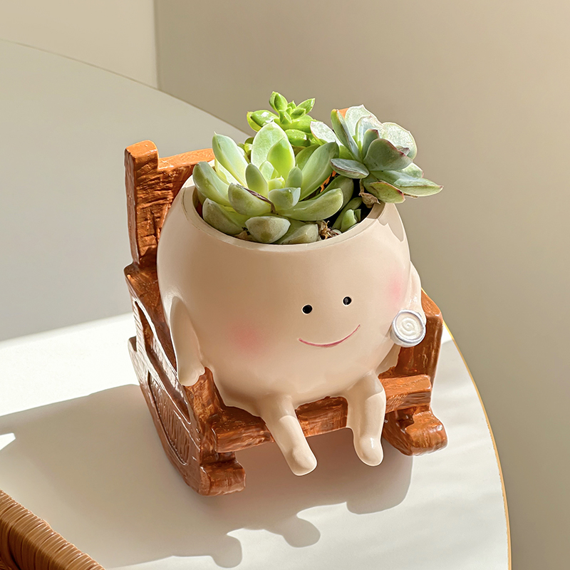 Echeveria Succulent - Vaso de Resina Estiloso e Fofo